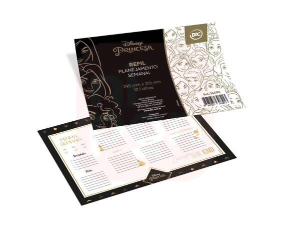 Refil Para Prancheta com Planner Semanal Princesas - Dac