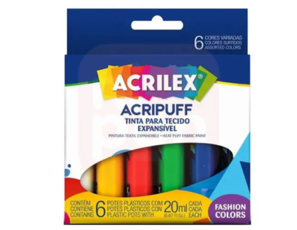 Tinta Acripuff Acrilex 20ml c/6 cores