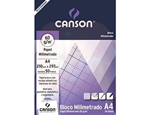 Papel Milimetrado A4 60g 50 Folhas - Canson