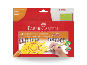 Lápis de Cor 24 Cores Jumbo Triangular + Apontador Faber-Castell